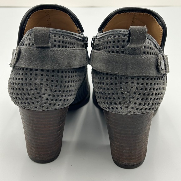 Franco‎ Sarto Dale Womens Suede Ankle Booties Size 8.5M Zip Gray Western Boho - Picture 5 of 9